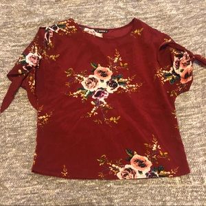 Floral tie sleeve top